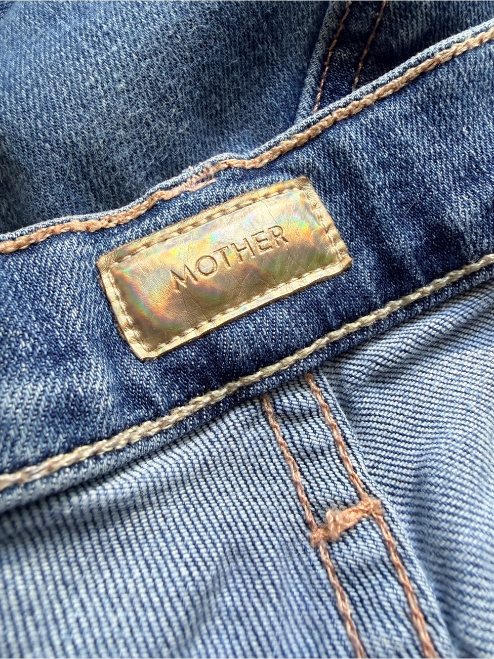 MOTHER Women’s Blue Relaxed Denim Jeans, Fray Cropped Sz 26 - Picture 6 of 8